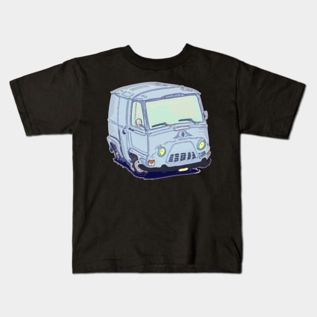 Vintage French van in vector style Kids T-Shirt by Andres7B9